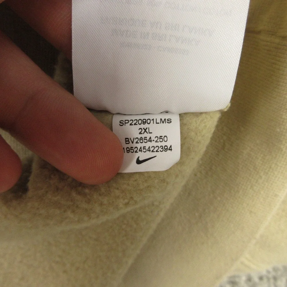 Nike Sweater Mens 2XL Beige Sportswear Club Fleece Pullover Hoodie Sweatshirt‎